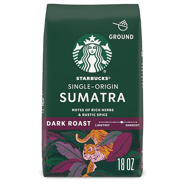 STARBUCKS GROUND COFFEE, DARK ROAST COFFEE, SUMATRA, 100% ARABICA, 1 BAG (18 OZ)