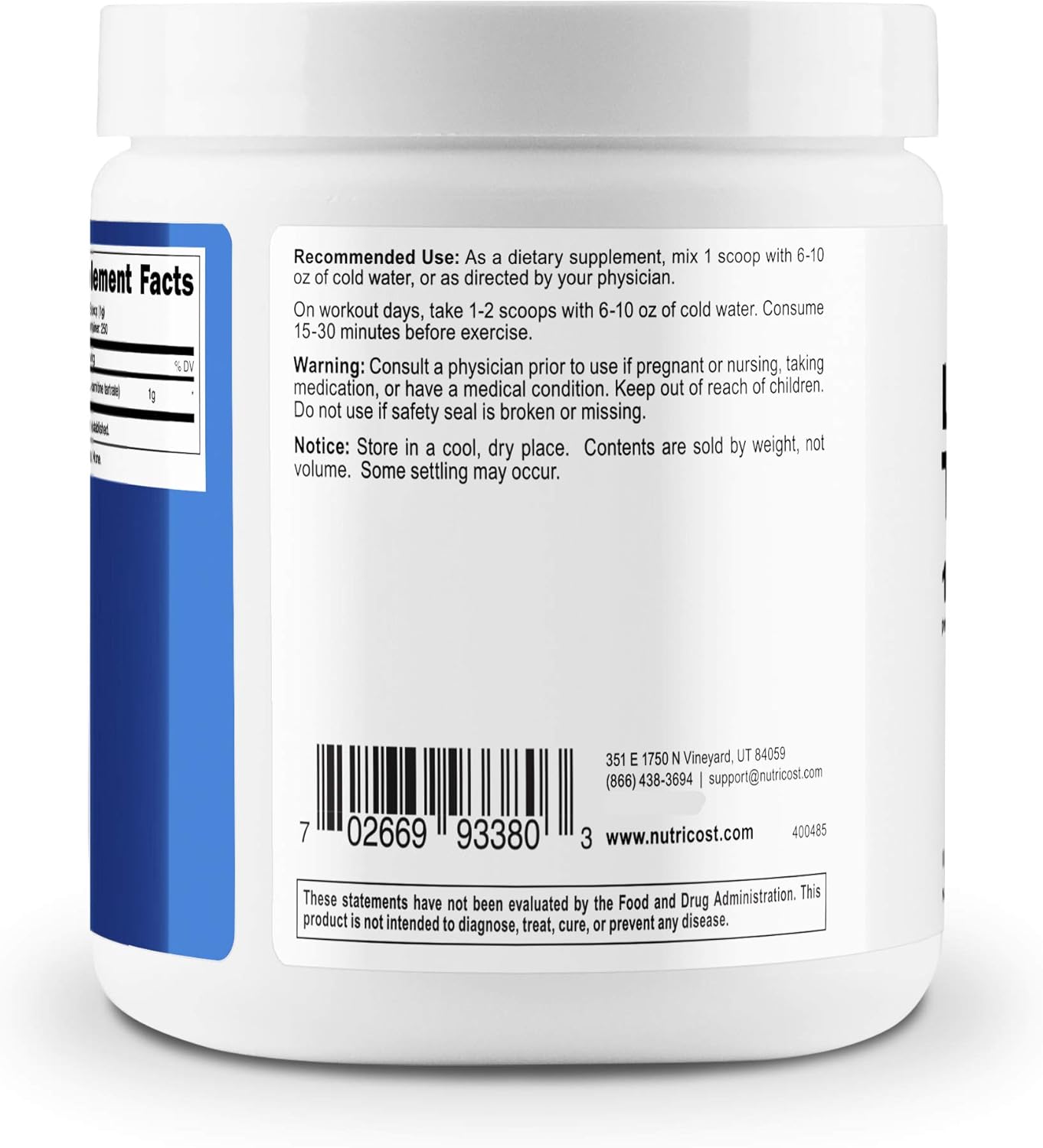 Nutricost L-Carnitine Tartrate Powder (250 Grams) - 1 Gram per Serving, 250 Servings: Health & Personal Care
