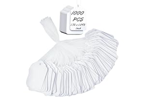 ARTFLY 1000PCS Pre-Strung Price Tags with String, White Paper Label Tags for Garage Sale Jewelry Clothing Retail, 1.75 x 1.093 Inch