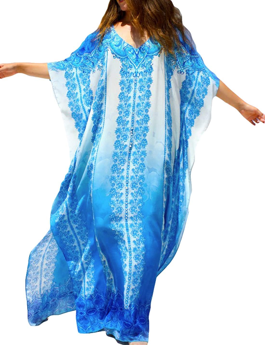 Ailunsnika Women Loose Kaftan Swimsuit Cover Up Beach Long Casual Caftan Dress
