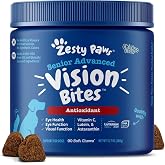 Zesty Paws Senior Dog Supplement - Eye &amp; Vision Chews, Chicken, 90 Ct | Senior Dog Vitamins for Eye, Vision Support with Antioxidants &amp; Omega 3 Fatty Acids