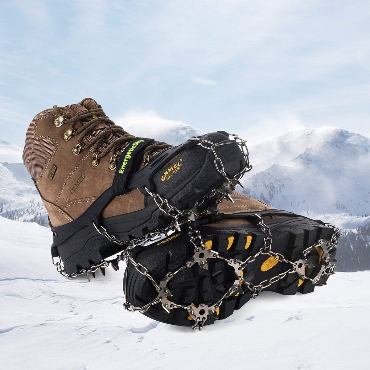 EnergeticSky Upgraded Version of Walk Traction Ice Cleat Spikes Crampons,True Stainless Steel Spikes and Durable Silicone,Boots for Hiking On Ice & Snow Ground,Mountian.: Sports & Outdoors