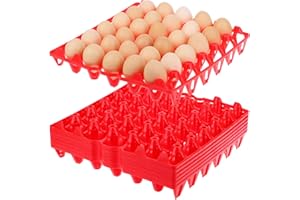 IOFFERSUPER 6-Pack Plastic Egg Tray Egg Crates 30-Egg Flats for Home Chicken Farmers, Stackable Egg Cartons Hold Multiple Eggs, Great for Storing, Sorting, and Shipping Eggs, Stackable and Reusable (Red)