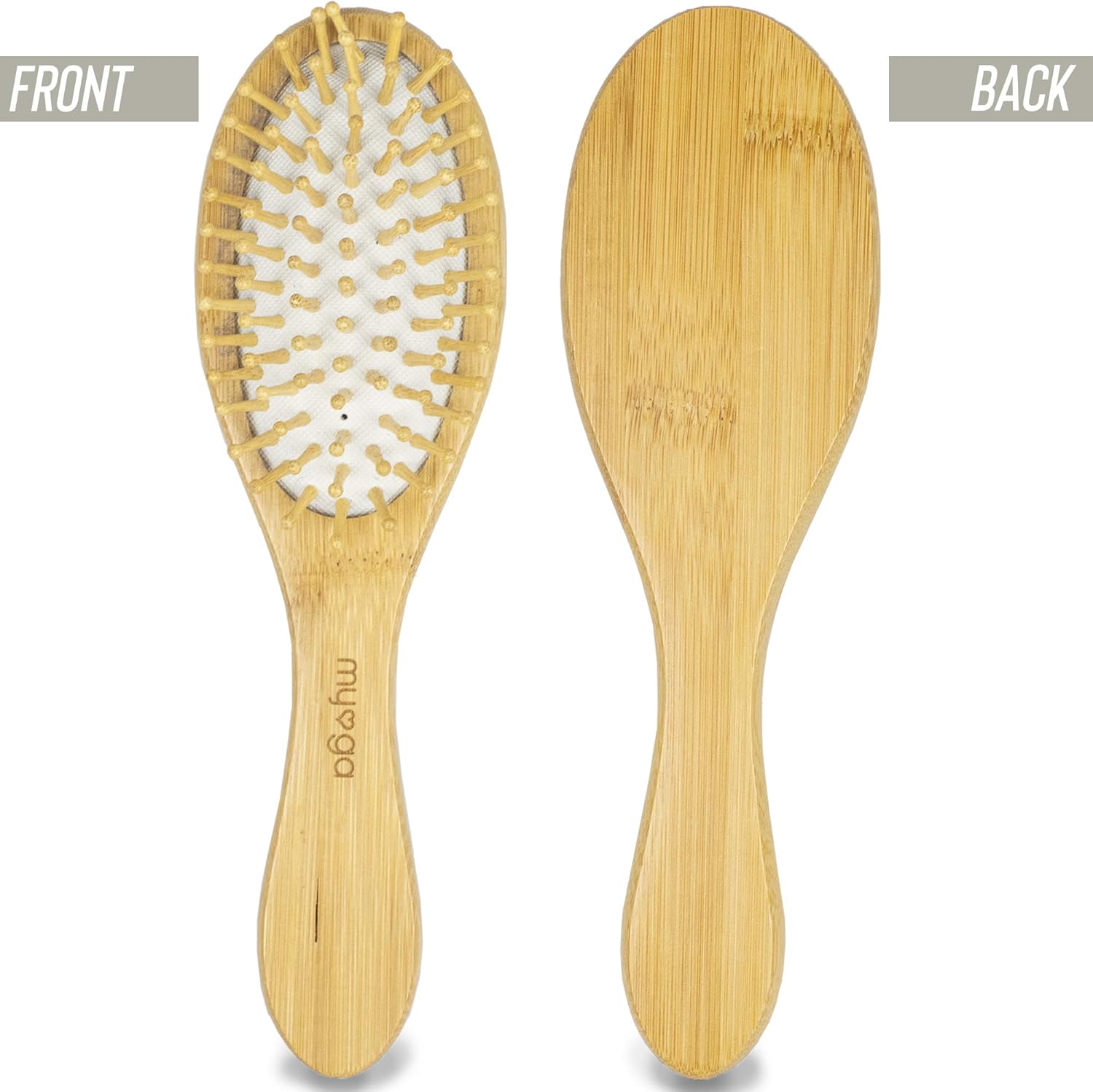 Myga 100% Natural Bamboo Hairbrush, Big Bamboo Handle and Brush Bristles - Image 4