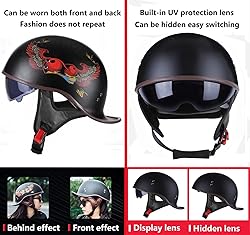 FVCNGP Motorcycle Retro Half Helmet DOT Approved