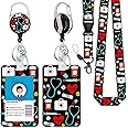 ID Badge Holder with Breakaway Lanyard, Retractable Badge Reel Name Tag, Cute Funny Nurse Lanyards for ID Badges Ajustable, Teacher Nurse Work Office Gifts
