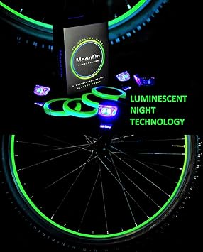 Amazon Co Jp Moonon Wheelaglows 自転車ライトシステムキット リム ホイールを暗闇で光り変えます 特別なuv Led ライトで作動する発光テープ エレクトログリーン スポーツ アウトドア