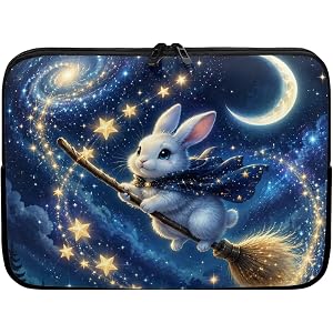 Nittanovaca Magic Bunny Print Laptop Case Easy to Carry Computer Bags Shockproof Laptop Briefcases for Work, 17 Inch