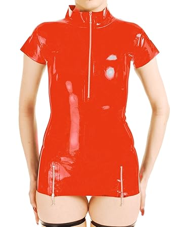 Anita Berg AB4238 Latex Shirt Bluse lang kurzarm, XXL rot