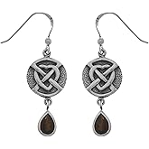 Jewelry Trends Celtic Heart Sterling Silver Dangle Earrings Garnet Teardrops