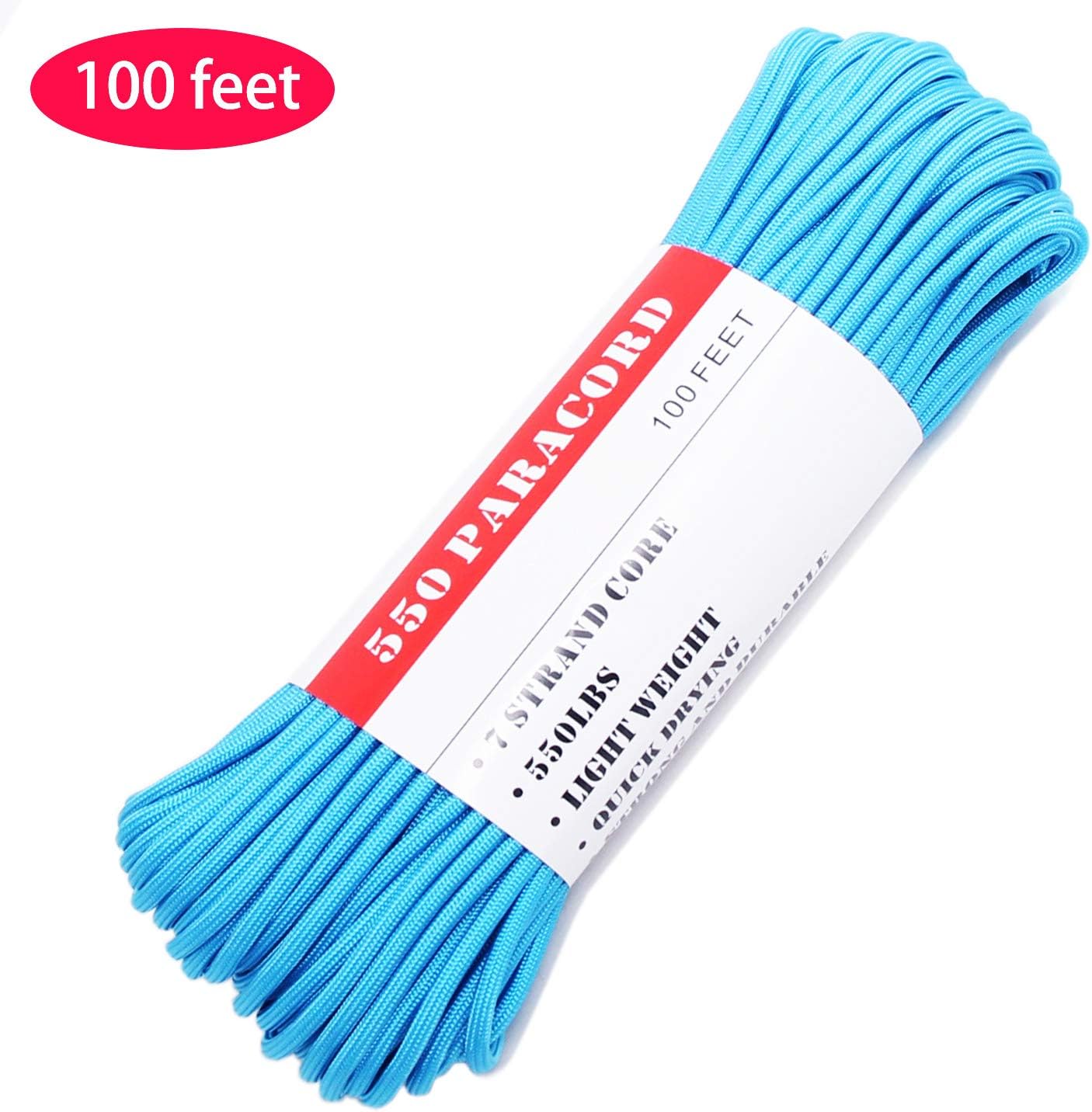 BENGKU Outdoor Mil-SPEC 550lb Paracord/Parachute Cord(MIl-C-5040-H), 100Feet (550 Black, 100.00) : Sports & Outdoors