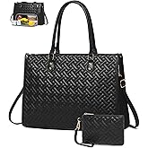 BAVERGE Lunch Tote Bag for Women, Vegan Leather 15.6” Laptop Bag with Insulated Compartment Quilted Purse for Work Teacher