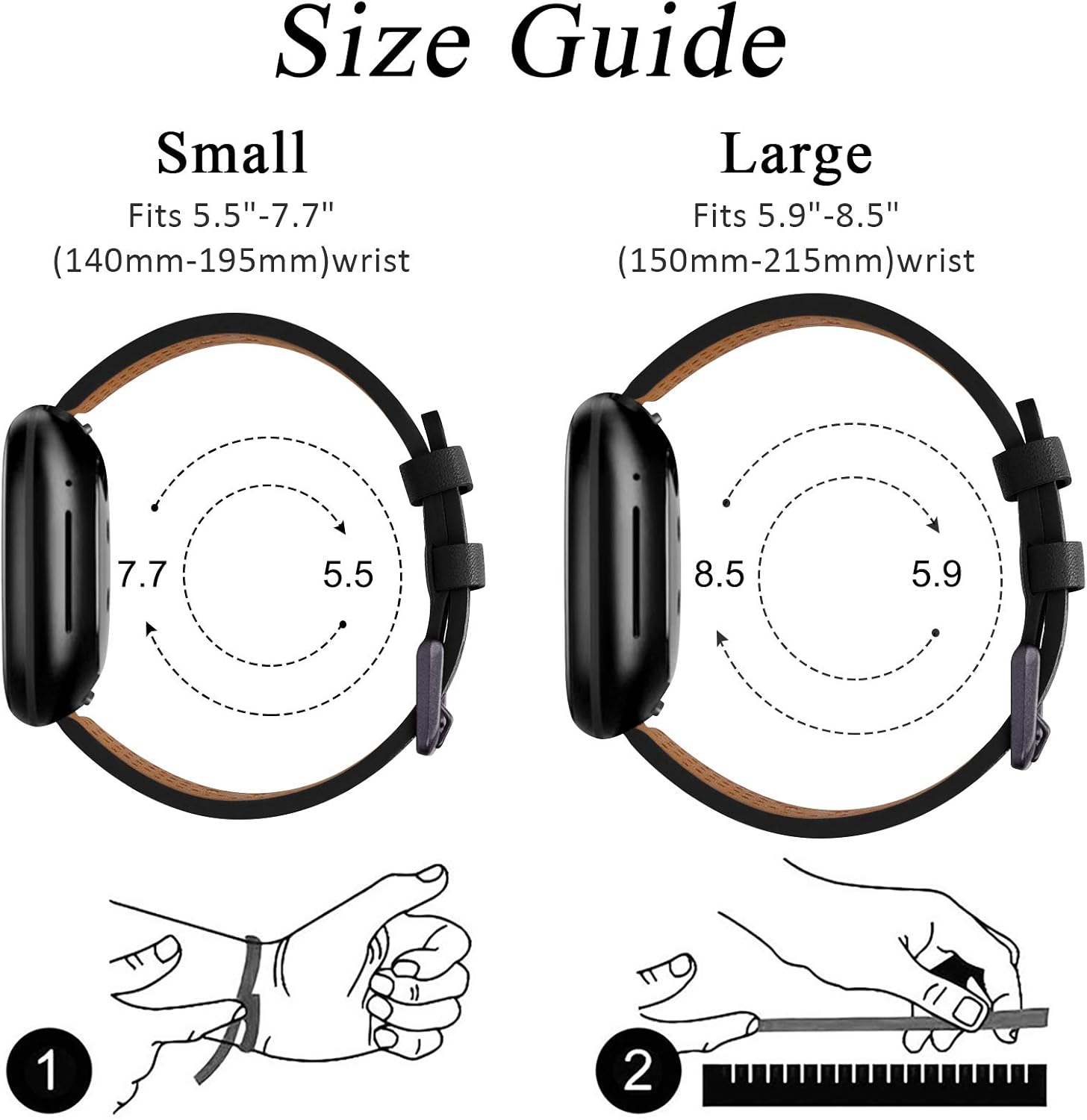 Strap Compatible with Fitbit Versa 3 / Fitbit Sense Strap Leather, Genuine Leather Replacement bands Compatible with Versa 3 - Image 4