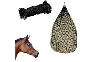 Audoloku Slow Hay Feeder Net with Bottom Ring Hay Bags for Horses Goats 40" Length with 2" Holes Feed Storage Hanging Bag for Stalls Livestock Feeding Supplies