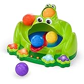 Bright Starts Poppin' Ball Frog Ball Play Toy, Launching, Bouncing &amp; Ramp Racer Toy, Crawl and Chase, Unisex, 6 Months+
