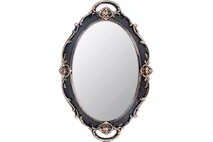 Eaoundm 14.5 x 10 inchs Oval Antique Decorative Wall Mirror Vintage Hanging Mirror Brown