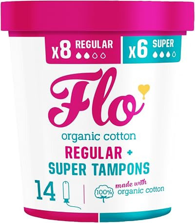 FLO Organic Cotton Tampons Regular & Super Combo Pack 14 Count