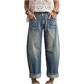 Floerns Women's Straight Leg Mom Jeans Mid Waist Boyfriend Casual Baggy Denim Pants