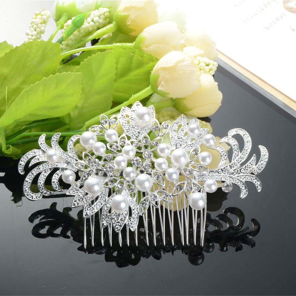 Gentlecarin Pack of 5 Vintage Bling Crystal Hair Comb for Women Princess Luxury Style