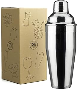 PG Professional Cocktail Shaker - 24 oz Stainless Martini Tin with Built-in Strainer and Measuring Cup - Perfect for Mixing Drinks