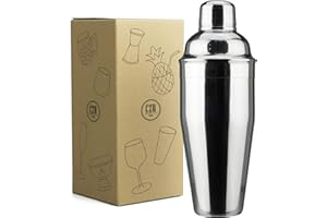 PG Professional Cocktail Shaker - 24 oz Stainless Martini Tin with Built-in Strainer and Measuring Cup - Perfect for Mixing D