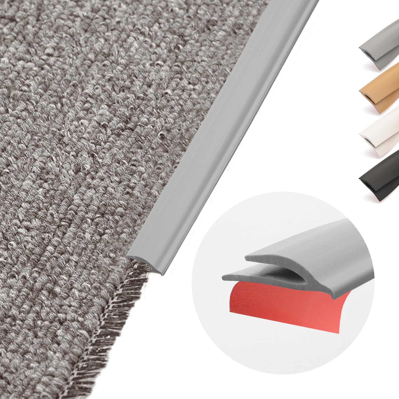 Photo 1 of *brown*Flexible PVC Carpet Edge Trim Strip, Self Adhesive, Cuttable Carpet & Floor Transition Strip from Carpet to Tile, Waterproof Edging for Rugs & Mats, High Traffic Safety,for Carpet Thickness Within 5mm