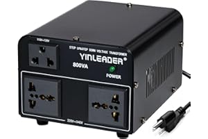 Yinleader 800W Voltage Converter Step Up 110V-120V to 220V-240V & Step Down 220V-240V to 110V-120V Power Transformer w/US Power Cord,Circuit Breaker Protection (VTUS-800)