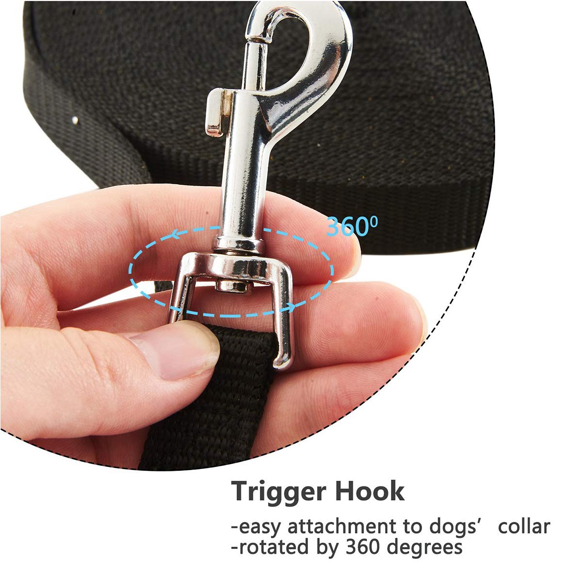 Musonic 50ft 65ft 100ft Black Extra Long Line Training Dog Leash (50 Feet)