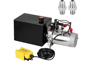 JustSmart Double Acting Hydraulic Power Unit 6 Quart Hydraulic Pump Power Unit 12V DC, Hydraulic Pump with 6L Metal Reservoir for Dump Trailer Car Lifting