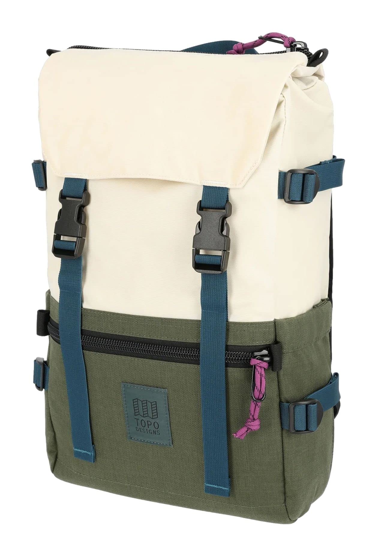 Topo Designs Rover Pack Classic - Daily Daypack for Commutes, Day Trips, Hikes, Iconic Denver Design, Recycled Nylon Durable Construction, PFAS-Free, Fair Trade, BlueSign Approved (Bone White/Olive)