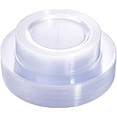 FLOWERCAT 60PCS Clear Plastic Plates - Disposable Clear Plates Heavy Duty for Christmas Party/Wedding/New Year - Include 30PCS 10.25inch Dinner Plates and 30PCS 7.5inch Dessert/Salad Plates