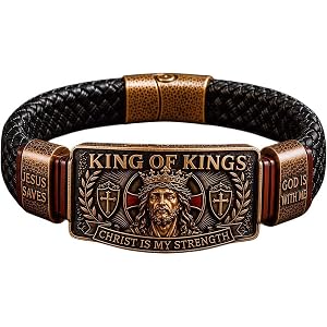 LOFIRSIFJOY King of Kings Faith Bracelet - Adjustable Christian Wristband | Christ Is My Strength Message, Religious Inspirat