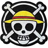 Straw Hat Pirate Skull Embroidered Luffy Patch - Hook Fastener Backing 3" X 3" D091