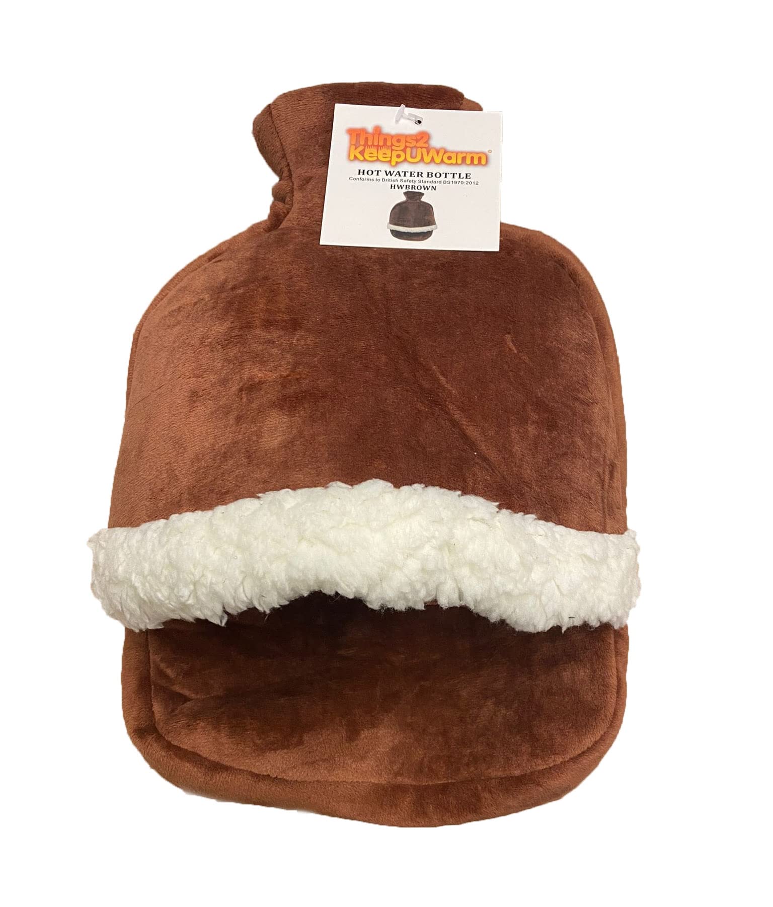 Things2KeepUWarm Heated Foot Warmer Hot Water Bottle Brown - Unisex Foot Muff for Cold Feet, Arthritis and Reynauds Pain Relief