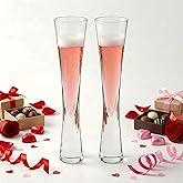 Physkoa Glass Champagne Flutes Set of 2 – 5 oz Handmade Crystal Champagne Glass, Prosecco for Weddings Anniversary Valentine's Gifts