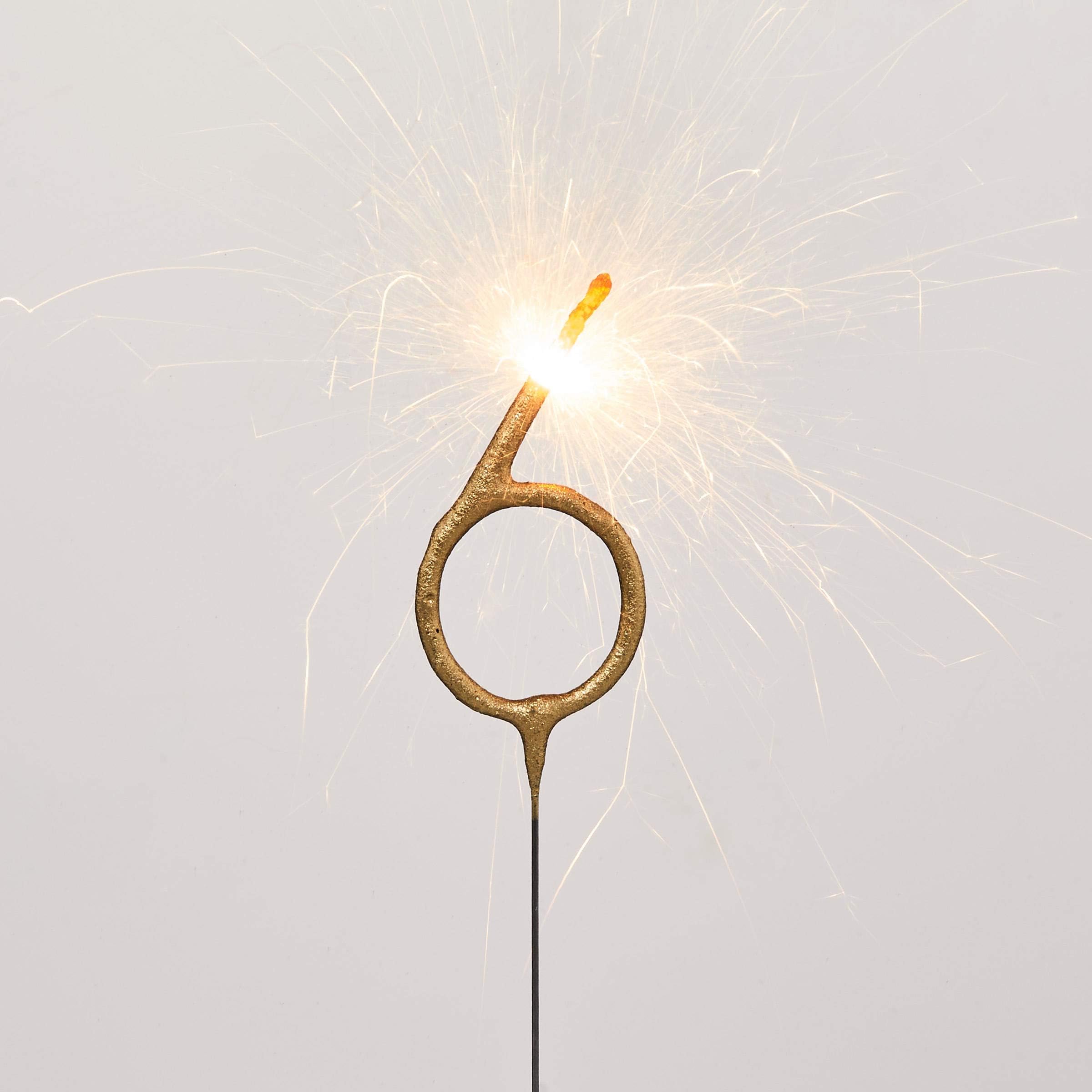 Number 6 Sparkler - Silver Sparkling Cake Candle