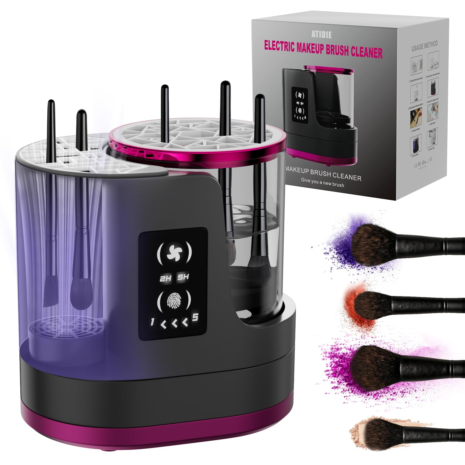 Photo 1 of 3 IN 1 Electric Makeup Brush Cleaner,Automatic Makeup Brush Cleaner with Makeup Brush Dryer,Portable USB Deep Cleaning for All Size Beauty Makeup Brush Set,Blush Brush (Grey)