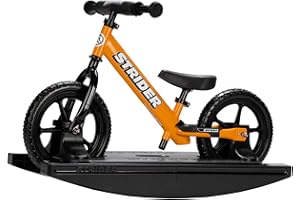 Strider 12” Sport Bike + Rocking Base - Helps Teach Baby How to Ride a Balance Bicycle - for Kids 6 Months to 4 Years - Easy Assembly & Adjustments