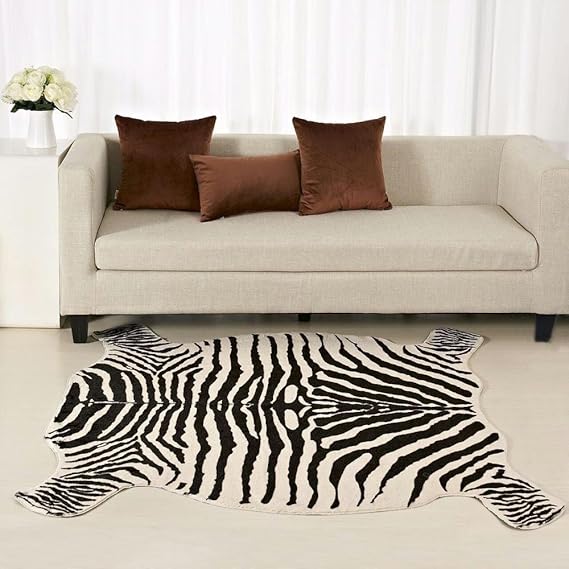 KOOCO 152x133cm de imitación de Piel de Vaca alfombras de Piel de Cebra