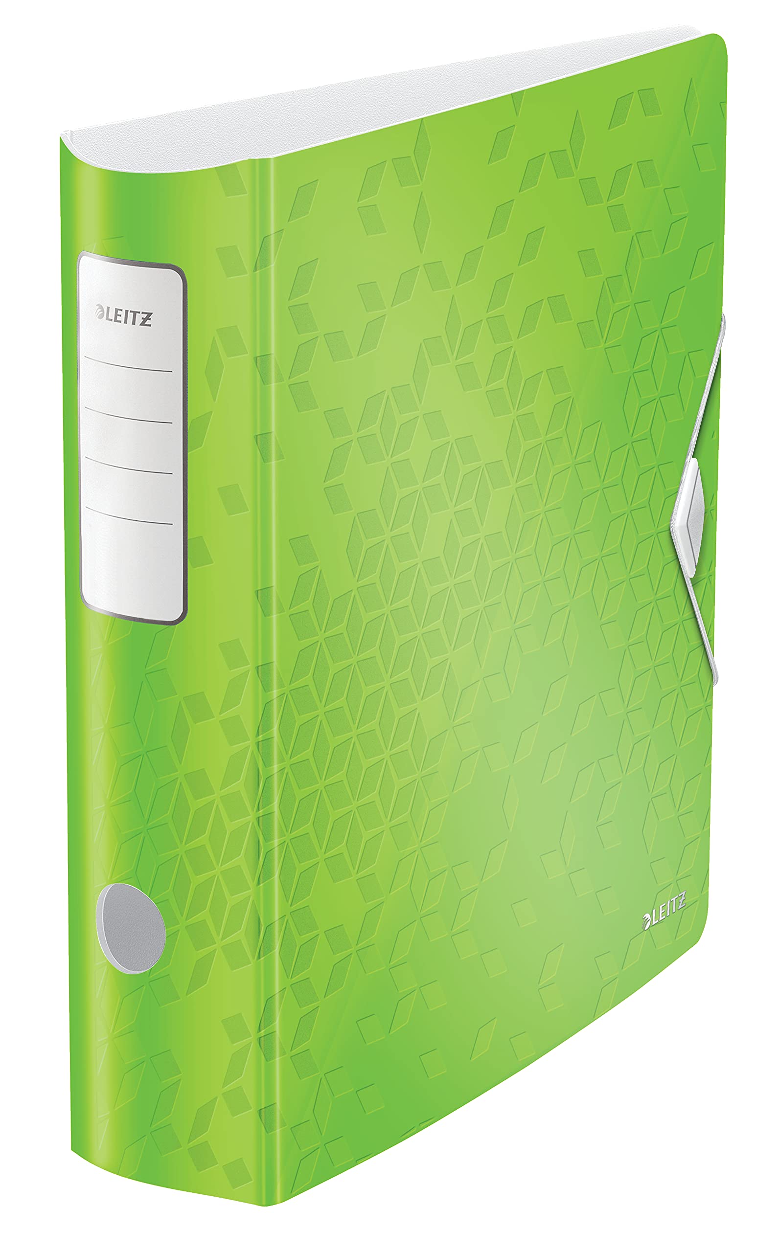 Leitz 11060054 A4 Lever Arch File Active, Curved Spine 82mm Width, Elastic Fastening, Light Polyfoam, WOW Range, Green
