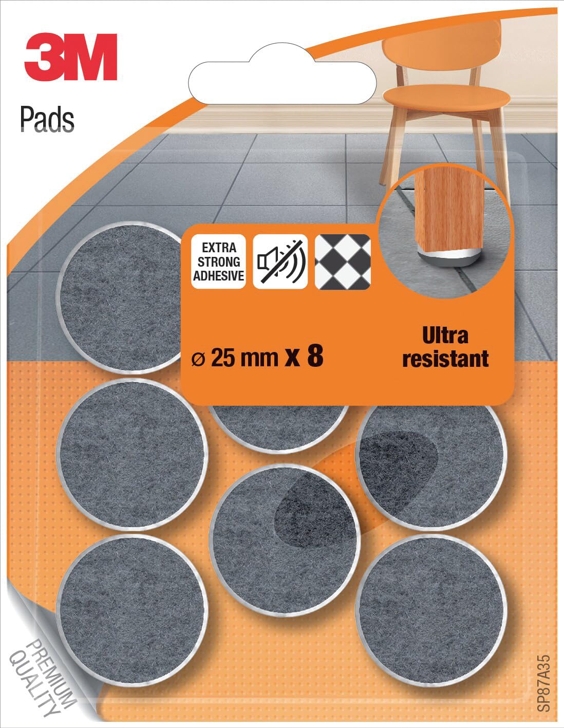 3M Felt Pads with Rounded Edges, 25 mm, Multicolour, UU003708458