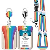 ID Badge Holder Pride Lanyard, Rainbow Lanyards for Id Badges, ID Badge Holder Retractable Clip LGBTQ, Rainbow Lanyard with Retractable Reel, Nurse Teacher Office