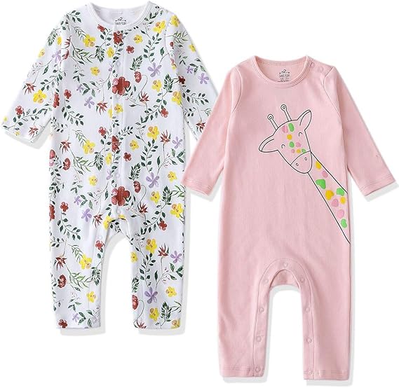 Amazon Co Jp Baby Nest ベビー服 長袖 カバーオール ロンパース パジャマ 赤ちゃん 新生児 女の子 北欧風 ルームウェア 可愛い 綿100 柔らかい 2枚セット 服 ファッション小物