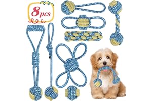 ETACCU 8 Pack Dog Rope Toys for Puppy & Small Dogs ， Puppy Rope Toy for Aggressive Chewers, Indestructible，Keeping Dogs from Being Bored- Blue