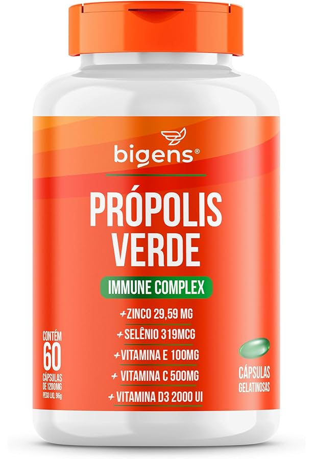 Própolis Verde Alecrim, Vitamina C, D3, Zinco, 60 cápsulas