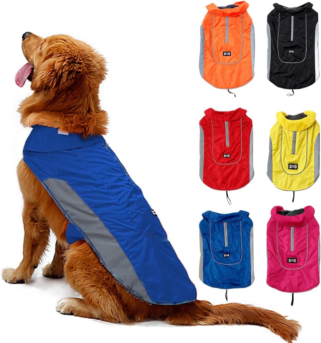 TFENG Waterproof Dog Coat Warm Vest Puppy Jacket with Fleece Lining Blue 3XL