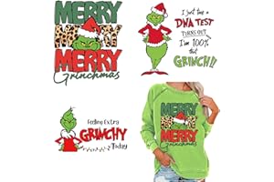 DJAIOD Christmas Iron on Transfers 3Pcs,Cute Heat Transfer Vinyl Green Cartoon Monster Iron on Iron on Transfers for T Shirts Heat Transfer Vinyl Pillow Hoodie DIY Crafts Xmas Transfer Design
