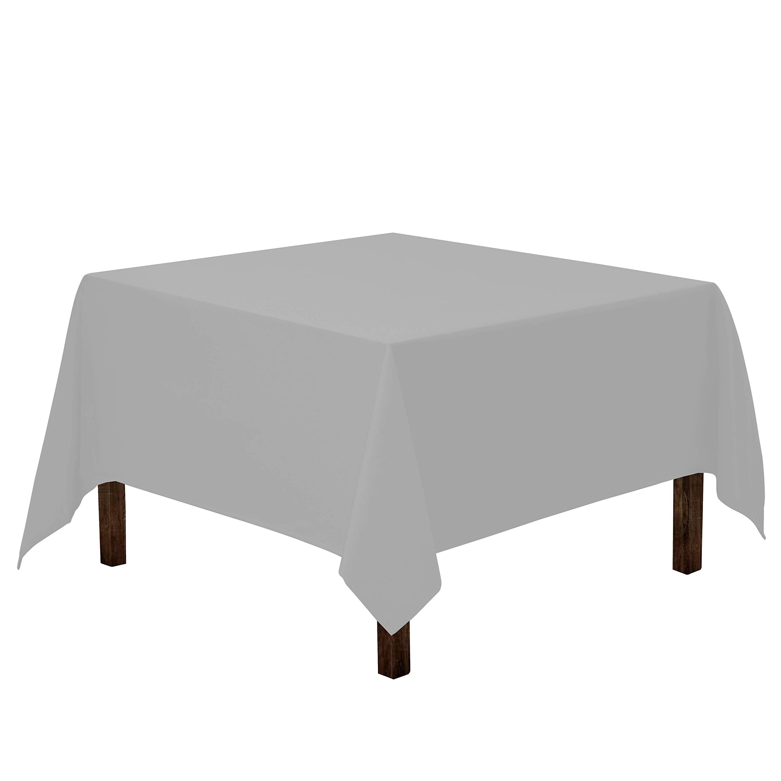 Gee Di Moda 85 x 85 Inch Silver Square Table Cloth - Heavy Duty Washable Polyester - For Buffet Table, Wedding & More