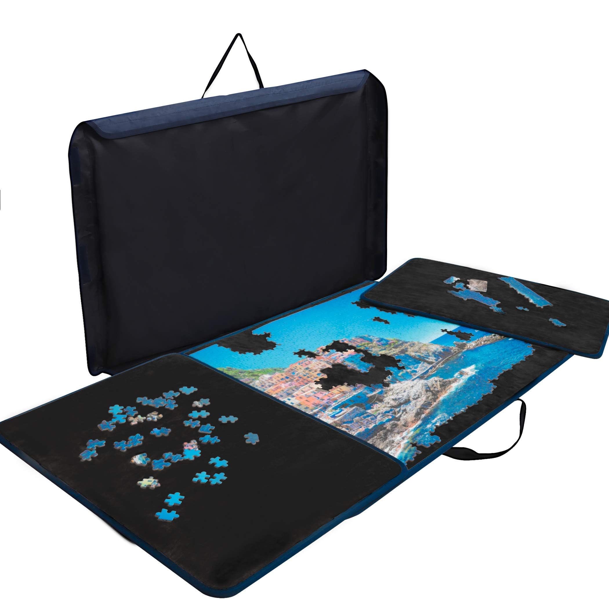 Becko US Jigsaw Puzzle Board Portable Puzzle Case Puzzle Storage Saver, Non-Slip Surface, for Up to 1000 Pieces (Black)