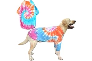 PriPre Dog Cotton Colorful Pink Orange T-Shirts Soft and Stretchy Dog Shirt Pajamas Pets Clothes for Large Dogs(Large PinkOrange)